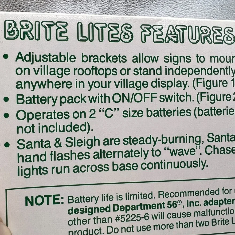 Dept 56 Brite Lites Lighted Village Accessory “Santa and Sleigh